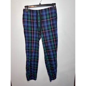 Victorias Secret Green Pink Plaid Flannel Pajama Pants S Drawstring Pockets